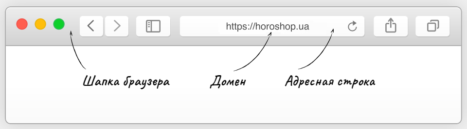доменное имя в адресной строке браузера